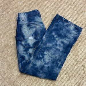 Men's Blue Tie-Dye Painters Pants 100% Cotton